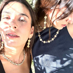 Maison Lygos Galla Placidia Round Enamel Earrings