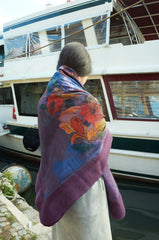 Ipek Akarca %100 İpek Keçeli Mor Şal