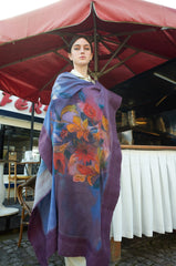 Ipek Akarca %100 İpek Keçeli Mor Şal