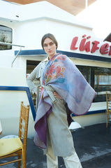 Ipek Akarca %100 İpek Keçeli Mor Şal