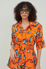 Eloshé Linen Short Jumpsuit Vibrant Orange JEDSSM102