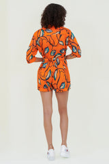 Eloshé Linen Short Jumpsuit Vibrant Orange JEDSSM102