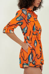 Eloshé Linen Short Jumpsuit Vibrant Orange JEDSSM102