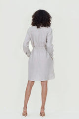 Eloshé Keten Büzgülü Mini Gömlek Elbise JEDSSM103