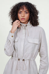 Eloshé Keten Büzgülü Mini Gömlek Elbise JEDSSM103