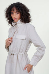 Eloshé Keten Büzgülü Mini Gömlek Elbise JEDSSM103