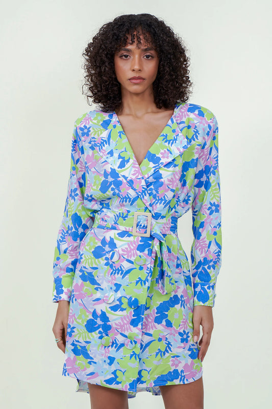 Eloshé Desenli Kruvaze Yaka Elbise JEDSSM104