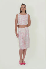 Eloshé Sırtı Açık Bluz ve Büzgü Detaylı Midi Etek JEDSSM109