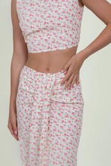 Eloshé Sırtı Açık Bluz ve Büzgü Detaylı Midi Etek JEDSSM109