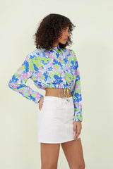 Eloshé Çiçek Desenli Crop Gömlek JETPSM101