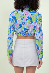 Eloshé Çiçek Desenli Crop Gömlek JETPSM101