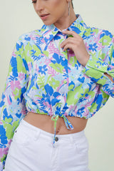 Eloshé Çiçek Desenli Crop Gömlek JETPSM101