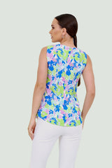 Eloshé Çiçek Desenli V Yaka Kolsuz Bluz JETPSM102