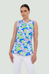 Eloshé Çiçek Desenli V Yaka Kolsuz Bluz JETPSM102