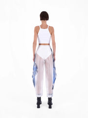 Knitology KNTLGY Super Woman AI Printed Limited Edition White Organza Pants