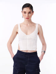 Knitology KNTLGY White Knitted Corset-Looking Top