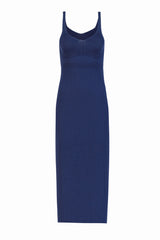Knitology KNTLGY Balenli Lacivert Ribana Midi Elbise