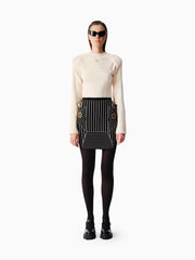 Knitology KNTLGY Striped Belted Mini Skirt