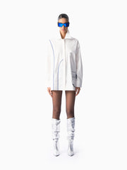 Knitology KNTLGY White AI Generated World Printed Oversize Shirt