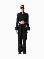 Knitology KNTLGY Siyah Organza Crop Gömlek