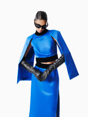 KNTLGY Opulent Blue Swirl Saten Etek