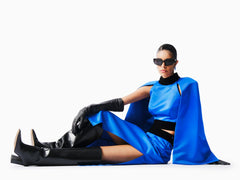 KNTLGY Opulent Blue Swirl Saten Etek