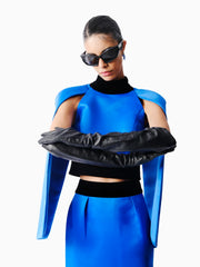 KNTLGY Gösterişli Mavi Saten Üst