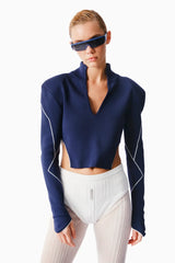 Knitology KNTLGY Asymmetric Cut Crop Sweater