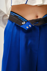 KNTLGY Siber Mavi Saten Pantolon