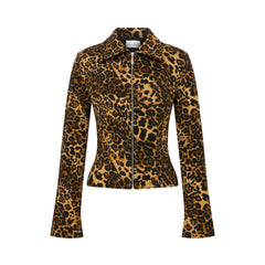 Feline Mirage – Zipper Detailed Bele Seated Leopard Patterned Jacket