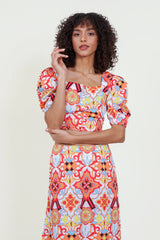 Eloshé Balon Kollu Crop Bluz ve Midi Etek MEDSSM101