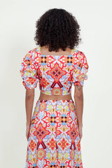 Eloshé Balon Kollu Crop Bluz ve Midi Etek MEDSSM101