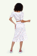 Eloshé Puantiyeli Crop ve Fırfırlı Etek METPSM101