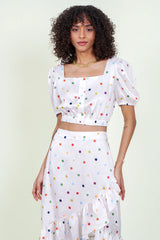 Eloshé Puantiyeli Crop ve Fırfırlı Etek METPSM101