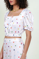 Eloshé Puantiyeli Crop ve Fırfırlı Etek METPSM101