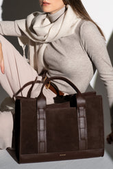 Magna Tote Bag in Suede - Earth Brown MATRIARQE