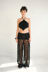 Manshet Pansy Top in Garden Black