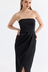 Manshet Bloom / Straplez Midi Boy Abiye Elbise