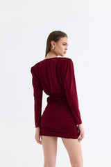 Manshet Crimson Mini Dress in Dark Cherry