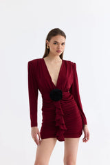 Manshet Crimson Mini Dress in Dark Cherry