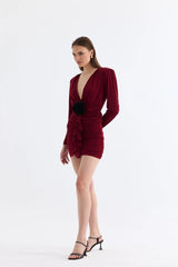 Manshet Crimson Mini Dress in Dark Cherry