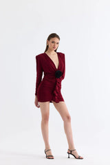 Manshet Crimson Mini Dress in Dark Cherry