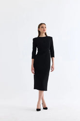 Manshet Iris Midi Dress in Black