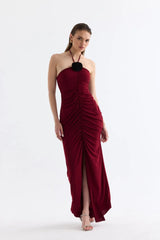 Manshet The Mirage Boyundan Askılı ve Yırtmaçlı Uzun Elbise