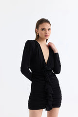 Manshet Crimson Mini Dress in Black