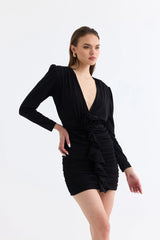 Manshet Crimson Mini Dress in Black