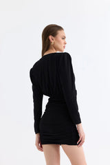 Manshet Crimson Mini Dress in Black