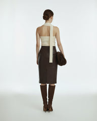 ROTCO OLERIA ECRU TOP – Knitwear Bustier with Tie Detail