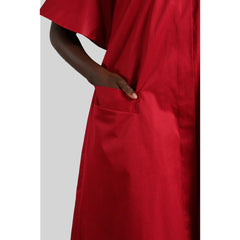 Femponiq Oversized Cape Cotton Dress (Berry Red)