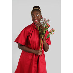 Femponiq Oversized Cape Cotton Dress (Berry Red)